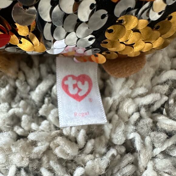 Ty Regal Flippables Sequin Teeny Beanie Boo Gold Lion - Picture 9 of 11